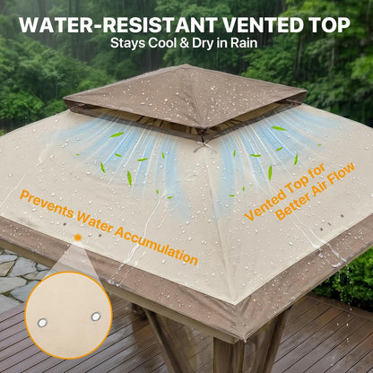 11X11 Pop up Gazebo with Mesh Netting, Instant Outdoor Canopy Tent, Water Resistant Shelter with UPF 50+ UV Protection, 121 Sq Ft Coverage, Beige4