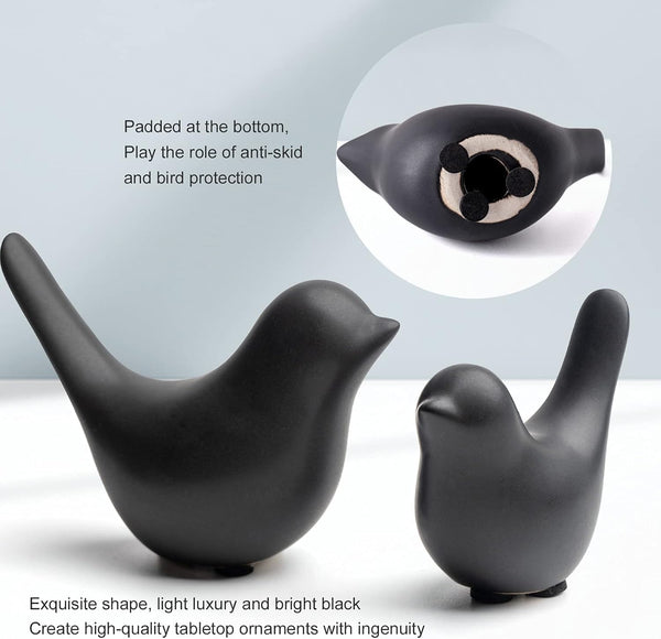 Small Birds Statues Home Decor Modern Style Decorative Ornaments for Living Room Decor, Bedroom, Office Desktop, Cabinets (Black 2Pcs Birds)2