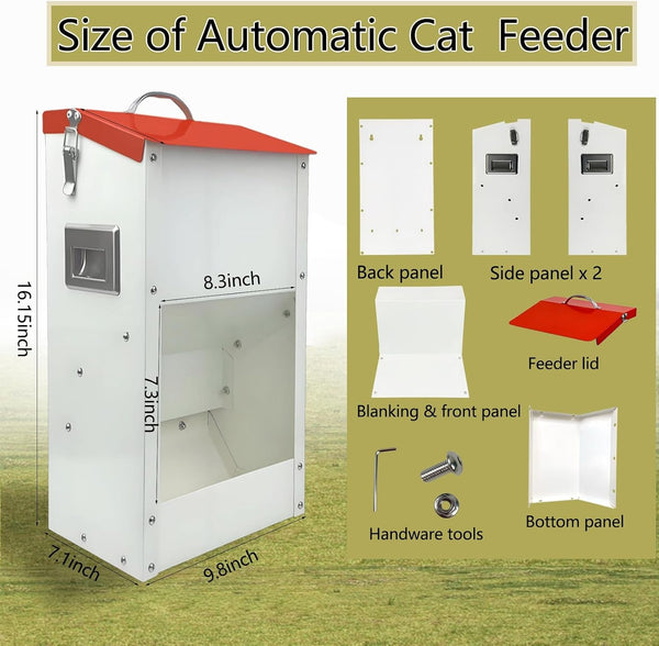Gravity Automatic Cat Feeder Galvanized Small Animal Feeding Trough Food Dispenser for Cats Puppy 13L Outdoor Pets Feeder2