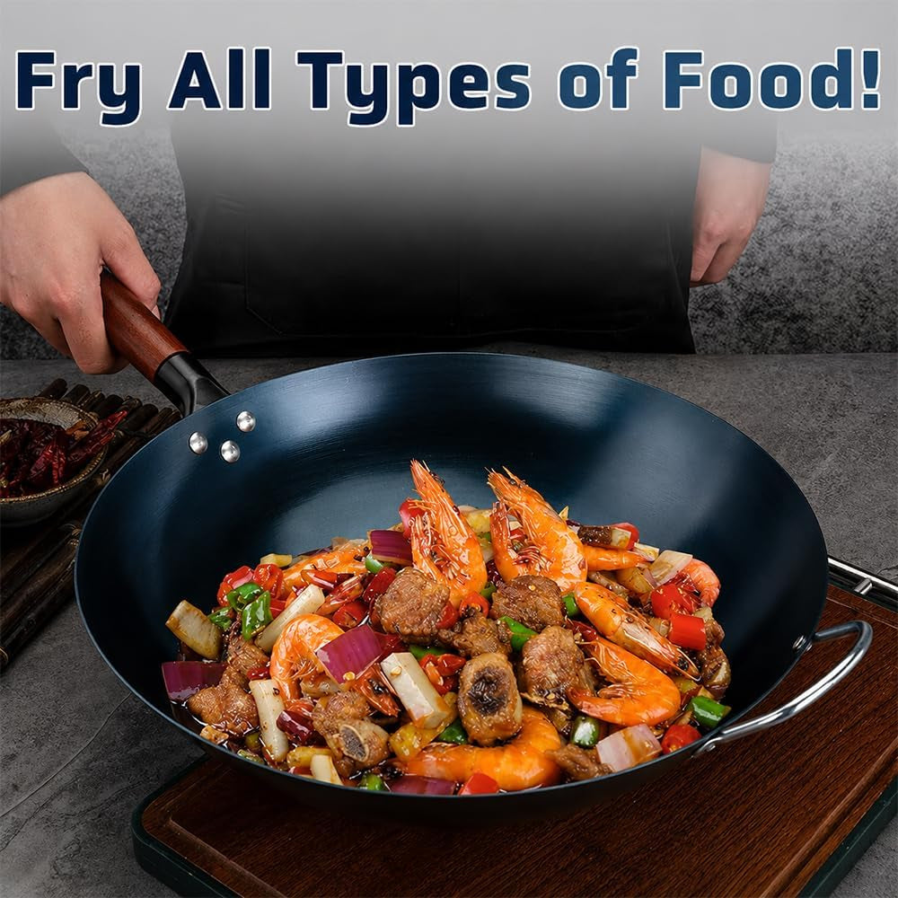 14-blue-carbon-steel-wok-pan-pre-seasoned-round-bottom-stir-fry-pan-with-wooden-handle-helper-handle-chemical-free-cookware-for-gas-electric-induction