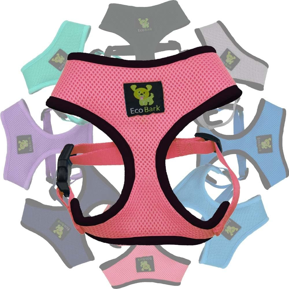 ecobark-dog-harness-soft-mesh-over-the-head-vest-harness-red-small-luxurious-eco-friendly-no-pull-no-choke-design-padded-breathable-body-halter-anti-rub-for-puppy-toy-small-breeds