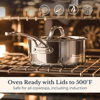 Everlast Clad Stainless Steel Pots and Pans Set, 11-Piece | Oven Safe to 500°F, Dishwasher Safe, Induction-Ready, Stainless Steel Cookware Set, Tri-Ply Clad for Even Heating4