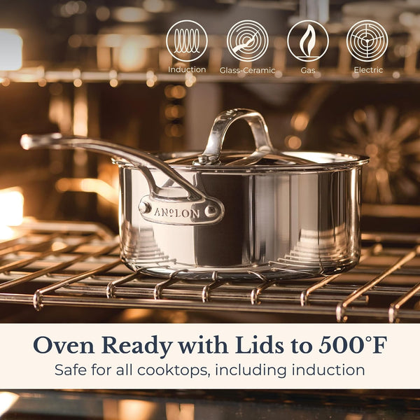 Everlast Clad Stainless Steel Pots and Pans Set, 11-Piece | Oven Safe to 500°F, Dishwasher Safe, Induction-Ready, Stainless Steel Cookware Set, Tri-Ply Clad for Even Heating4