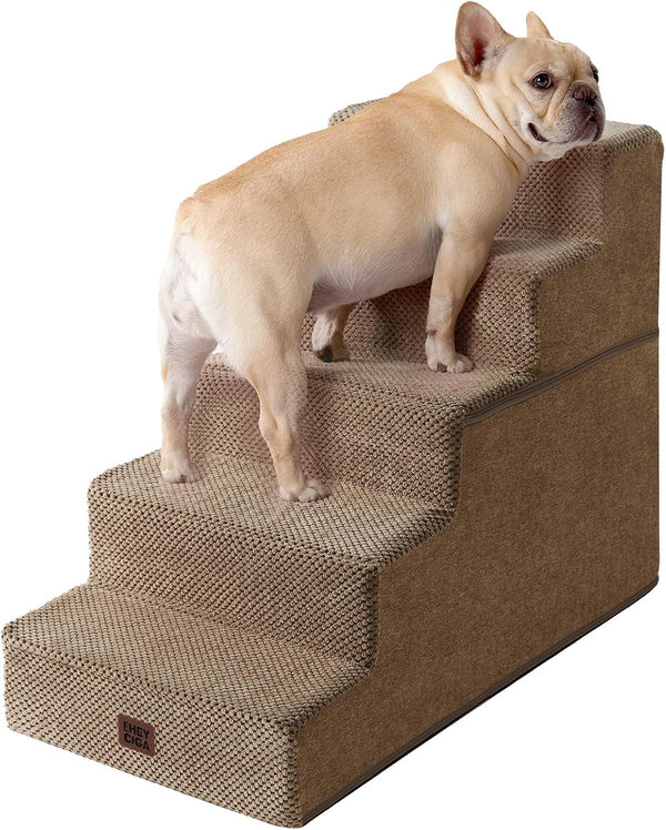 EHEYCIGA Dog Stairs for Bed 18" H, Dog 4-Steps for High Bed, Olive Green | Pet Steps for Small Dogs and Cats, Non-Slip Balanced Pet Ramp Indoor42