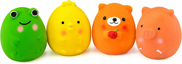CHIWAVA 4PCS 2.4'' Squeak Latex Puppy Toy Funny Animal Sets Pet Interactive Play for Small Dog Assorted Color2