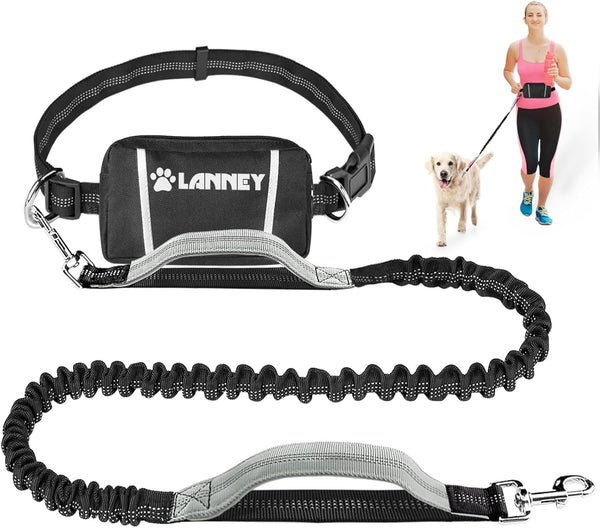 Hands Free Dog Leash, Waist Running Leash with Zipper, Walking Pouch for Medium Large Dogs, Dual Handle and Retractable Bungee for Training Jogging Hiking10