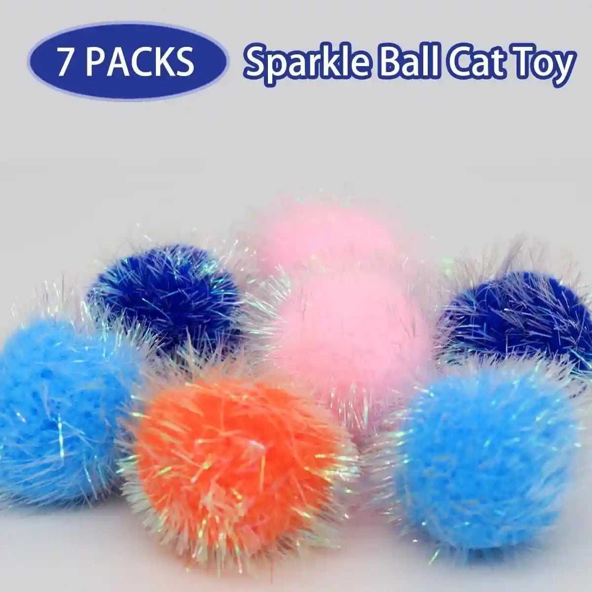 14-pack-cat-toys-balls-no-bells-quiet-interactive-toys-soft-pom-poms-sparkle-balls-for-kittens-adult-cats-safe-for-batting-chasing-7-sparkle-fuzzy-balls-7-yarn-balls