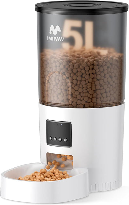 IMIPAW Automatic Cat Feeders, Timed Cat Dry Food Dispenser with Desiccant Bag, Dual Power Supply, Programmable Portion Size, 6 Meals, 20 Portions per Day, Auto Pet Feeder for Cats and Small Dog, White14