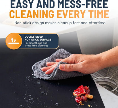 Oven Liners for Bottom of Oven - 2 Pack Large Heavy Duty Mats, 17”X25” Non-Stick Reusable Liner for Electric, Gas, Toaster Ovens, Grills - BPA & PFOA Free Kitchen Accessory to Keep Oven Clean (Black)9