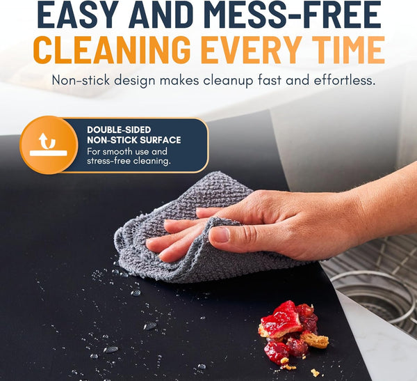 Oven Liners for Bottom of Oven - 2 Pack Large Heavy Duty Mats, 17”X25” Non-Stick Reusable Liner for Electric, Gas, Toaster Ovens, Grills - BPA & PFOA Free Kitchen Accessory to Keep Oven Clean (Black)9