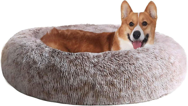 JOLLYVOGUE Small Dog Bed, Calming Soft Anti-Anxiety Donut Cat Bed, Washable round Fluffy Cushion for Small and Medium Pets (20")52