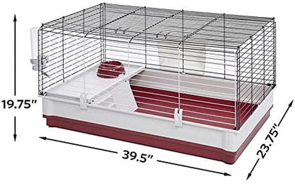 Midwest Homes for Pets 158 Wabbitat Deluxe Rabbit Home, Rabbit Cage, 39.5 L X 23.75 W X 19.75 H Inch, Maroon/White2