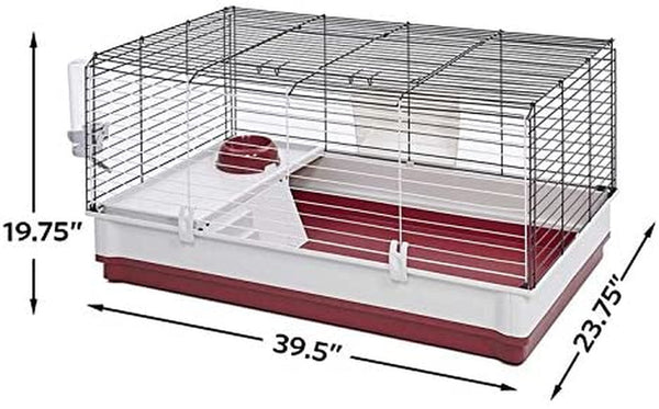 Midwest Homes for Pets 158 Wabbitat Deluxe Rabbit Home, Rabbit Cage, 39.5 L X 23.75 W X 19.75 H Inch, Maroon/White2