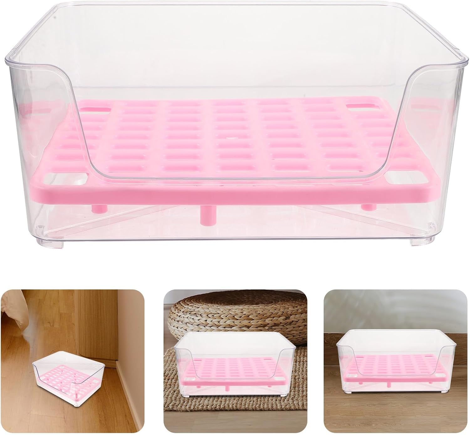 luxshiny-portable-cat-litter-box-anti-splash-acrylic-raised-medium-pet-toilet-tray-for-kitten-housebreaking-and-travel