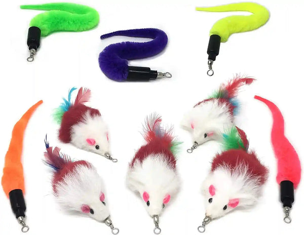 Pet Fit for Life 5 Piece Replacement Pack of Worms for Cat and Kitten Toy | Replacement for Interactive Wand & Catch Wand with 5 Assorted Soft Squiggly Worm Attachments. Easy Storage after Play.7
