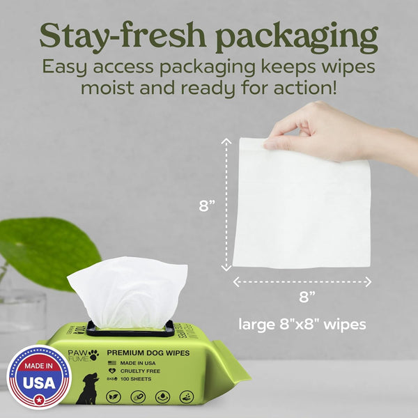 Pawfume Dog Wipes 100 Count, Pet Wipes – Hypoallergenic & Gentle Dog Wipes for Eyes, Face, Butt, and Paws – Cleaning & Deodorizing, Grooming Tear Stain Wipes for Puppy, Adult Dogs & Cats6