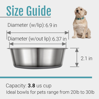 PEGGY11 Nonslip Stainless Steel Dog Bowls, 3.8 US Cup, 2 Count | No Slide Silicone Bottom, Dishwasher Safe, Easy to Clean, Stackable Design5