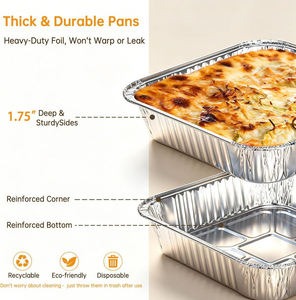 20 Pack 8X8 Aluminum Pans, Disposable Foil Baking Pans | Heavy-Duty Aluminum Foil Pans for Baking, Cooking, Heating, Storing & Meal Prepping - Oven, Freezer & Grill Safe4