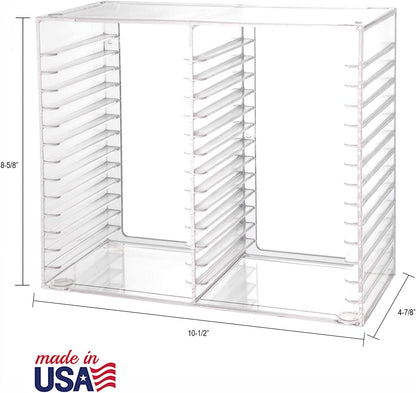 Stackable Clear Plastic CD Organizer with Rubber Feet | Rectangular Jewel Cases Holder Perfect for Theatre Room | Holds up to 30 CD Cases | Made in USA5