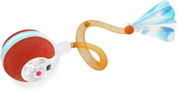 Jkanti Interactive Cat Toys for Indoor Cats,The 3Rd Generation Agile Moving Cat Ball with Elastic Mesh Tail,Automatic Kitten Toys for Bored Indoor Cats,Motion Activated (Orange)1