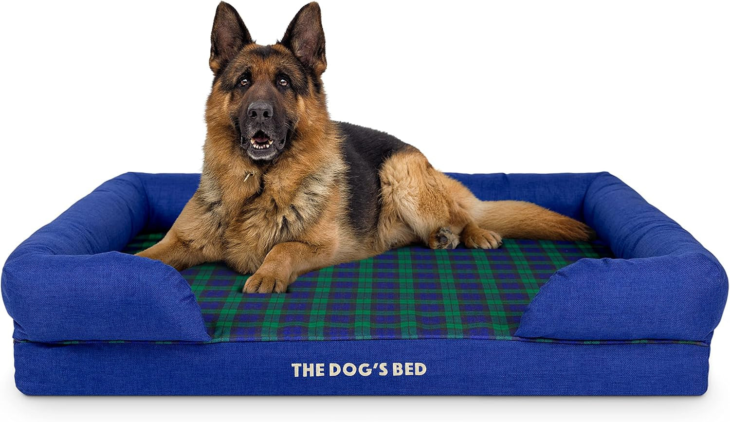 the-dog-s-bed-orthopedic-memory-foam-dog-bed-with-bolsters-for-large-dogs-high-density-support-mattress-low-front-entry-removable-washable-cover-oxford-fabric-blue-with-dark-red-trim-large