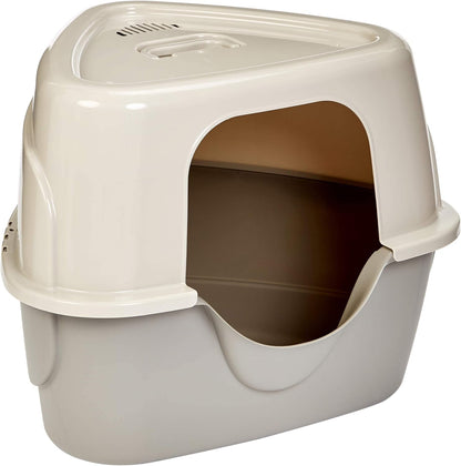 Amazon Basics Cat Litter Box with Lid, No-Mess, Spacious Enclosed Design with Odor Control, Easy Access, Stain Resistant, 26" X 23" X 20", Charcoal1