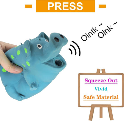Andiker Dog Squeaky Toy, Dots Latex Dog Chew Toys with a Oinks Sound Squeaker Grunting Pig Dog Toy Durable Self Play 8" Dogs Squeeze Toy for Dental Biting Chasing to Kill Boring Time (Blue)2