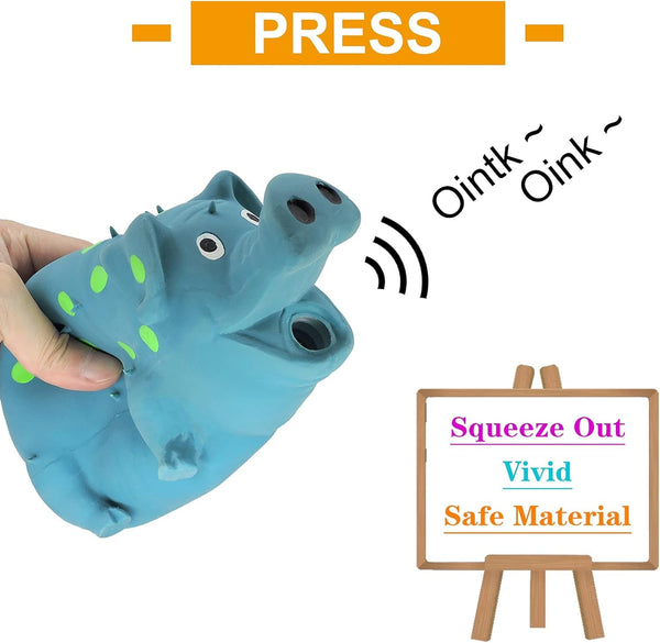 Andiker Dog Squeaky Toy, Dots Latex Dog Chew Toys with a Oinks Sound Squeaker Grunting Pig Dog Toy Durable Self Play 8" Dogs Squeeze Toy for Dental Biting Chasing to Kill Boring Time (Blue)2