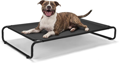 Veehoo Cooling Elevated Dog Bed, Outdoor Dog Bed for Large Dogs, Raised Dog Cot with Thickened Frame, Durable Teslin Mesh & Anti-Slip Rubber Feet, Pet Hammock for Indoor or Camping, 41" X 26", Black11