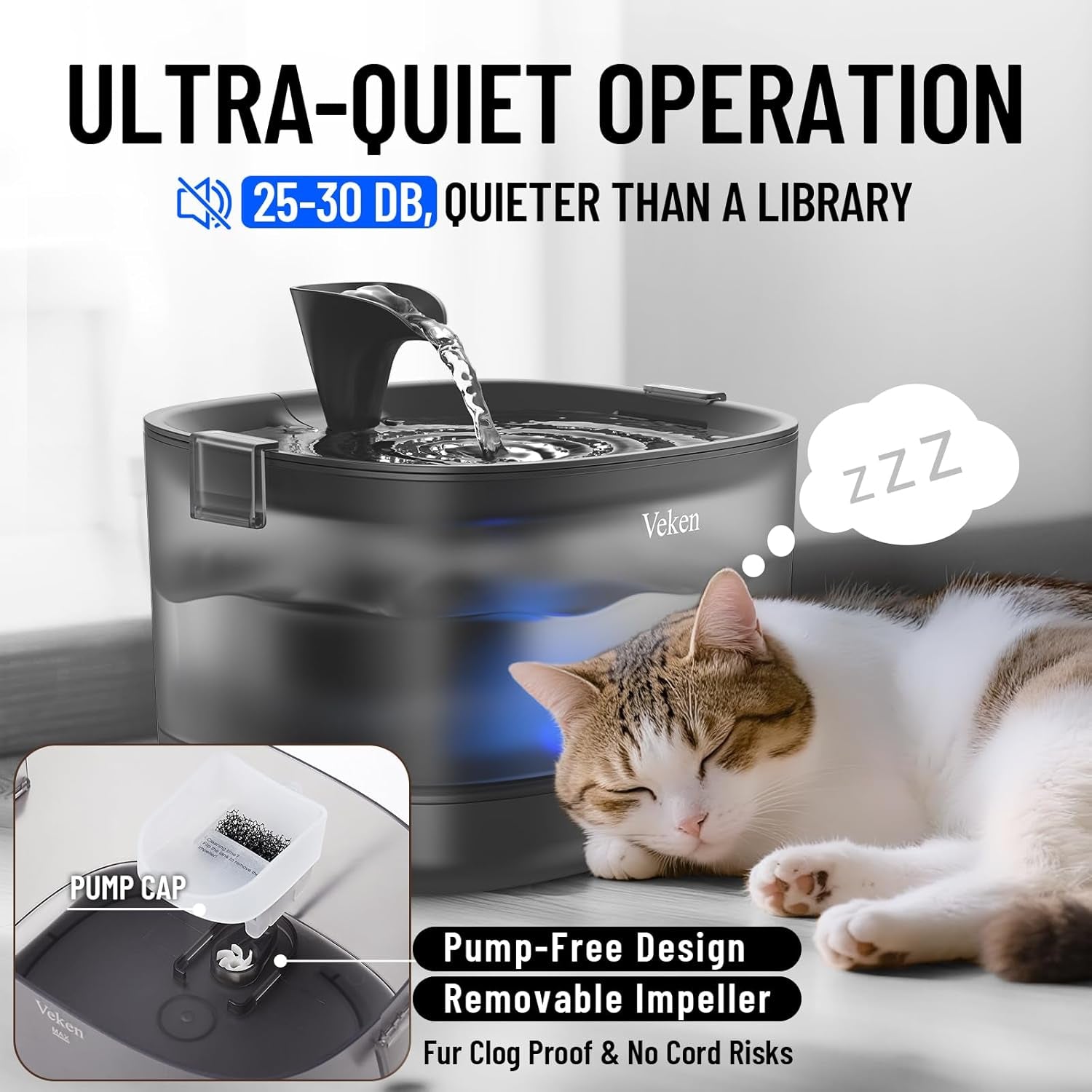 veken-85oz-2-5l-cat-water-fountain-with-detachable-tank-secure-clips-easy-to-clean-assemble-quiet-operation-led-light-pet-drinking-dispenser-gifts-cats-dogs-and-small-pets-black
