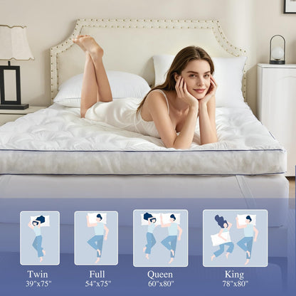 5 Inch Memory Foam Mattress Topper Queen Size, Extra Thick Supportive Pillow Top Mattress Pad, Breathable & Fluffy Soft Bed Topper with Gel Memory Foam，60"X80"7