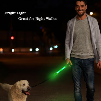 Heavy Duty Dog Leash and LED Light Set, LED Light with Nylon Stickers, Universal Glowing Accessories Easy to Attach Collar Leash and Harness, Safety LED Light up Band for Dogs at Night Walking4