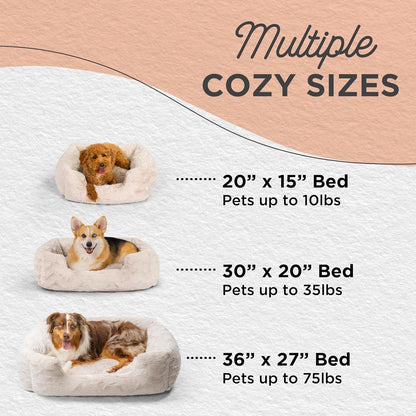 Best Friends by Sheri Lux Lounge Bed Calming Faux Fur Dog Bed, Oyster, Cream, Medium, 30" X 20"5