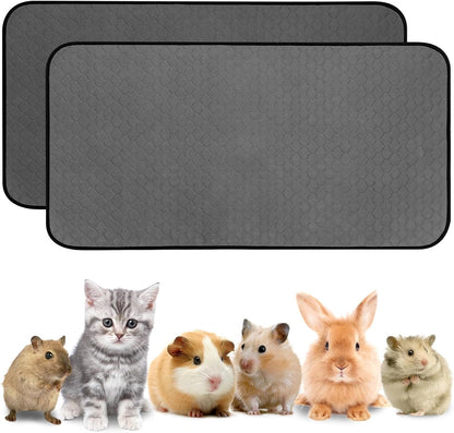 2 Pack Guinea Pig Cage Liners, Washable Guinea Pig Pee Pads Waterproof Reusable & anti Slip Guinea Pig Bedding Fast and Super Absorbent Pee Pad Tarp Bottom for Small Animals (Dark Grey 24" X 47")1