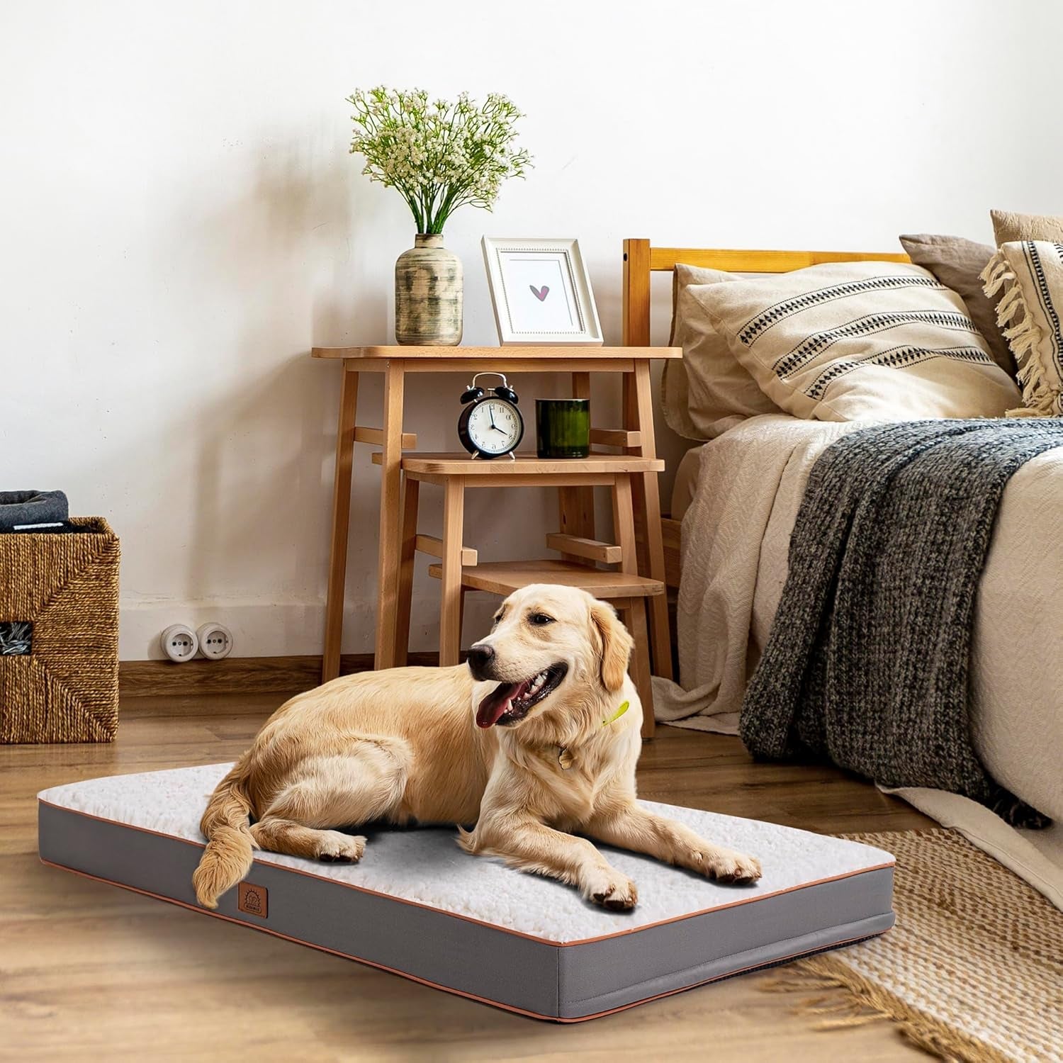 sunheir-orthopedic-dog-bed-for-large-dogs-big-waterproof-dog-crate-bed-with-removable-washable-cover-egg-crate-foam-support-anti-slip-bottom-deluxe-plush-pet-bed-mat-grey