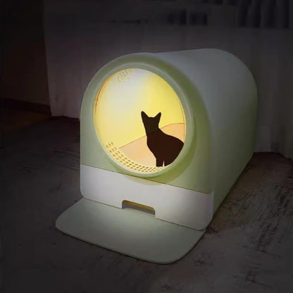 Pet Supplies, Enclosed Cat Litter Box with Lid & Scoop, Splash-Proof Large Pan, Easy Clean(Green)6