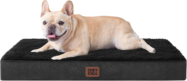 EHEYCIGA Orthopedic Dog Bed Large with Removable Washable Cover,Grey,41X27 | Egg Crate Foam Support,Durable Oxford Fabric,Non-Slip Bottom,Machine Washable,Soft Waterproof Plush Pet Bed Mat for Crate67