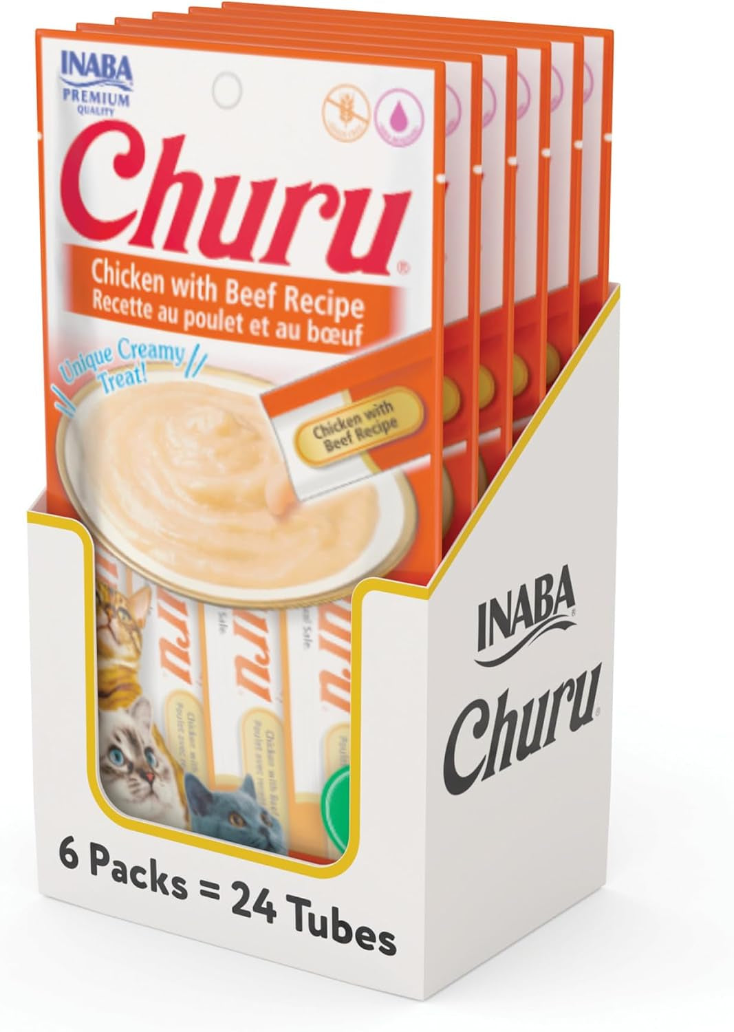 inaba-churu-cat-treats-lickable-squeezable-creamy-puree-cat-treat-with-green-tea-extract-taurine-0-5-ounces-each-tube-24-tubes-4-per-pack-chicken-recipe