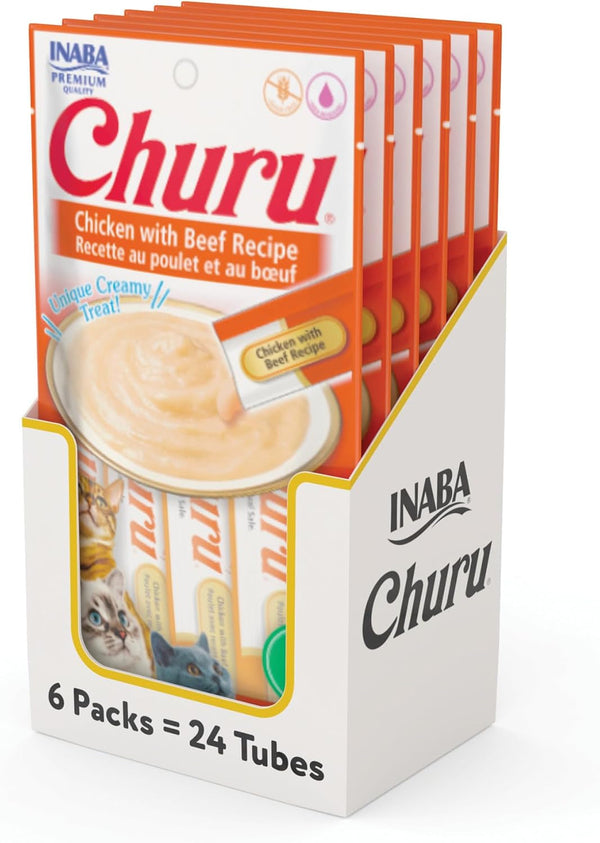 INABA Churu Cat Treats, Lickable, Squeezable Creamy Purée Cat Treat with Green Tea Extract & Taurine, 0.5 Ounces Each Tube, 24 Tubes (4 per Pack), Chicken Recipe9