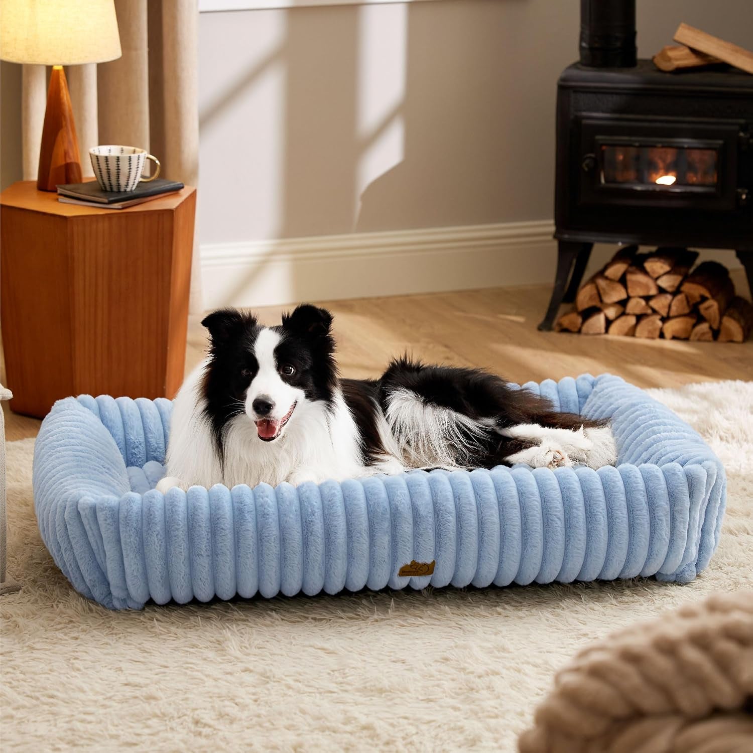 bedsure-comfyfleece™-cute-dog-bed-for-small-medium-dogs-washable-25in-cream-furry-puppy-beds-square-rectangle-orthopedic-corduroy-aesthetic-pet-beds-removable-zipper-cover-non-slip-bottom-up-to-15-lbs