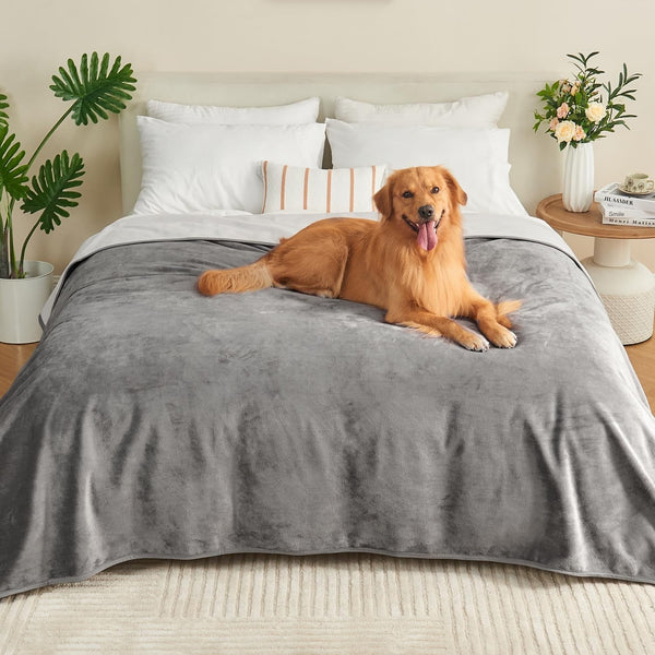 Waterproof Blanket 60"X80" for Adults, Reversible Waterproof Bed Cover for Dogs Cats Pets, Soft Leakproof Blanket for Bed Couch Sofa Furniture Protector, Dusty Pink/Off White18