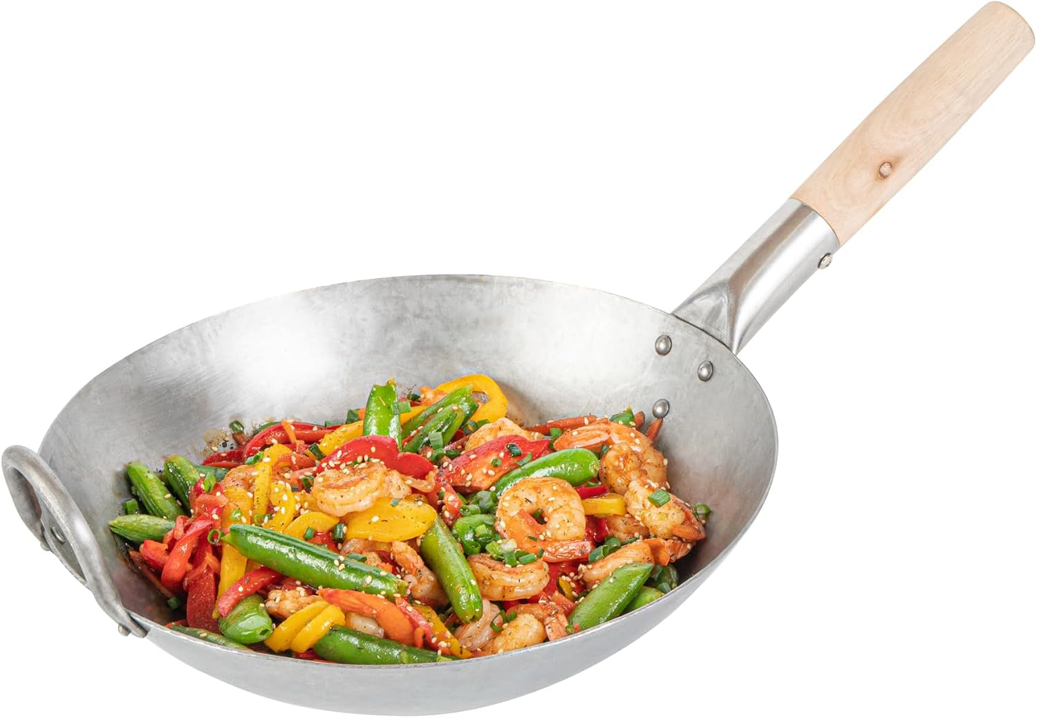 carbon-steel-wok-1-pack-of-12-inch-heavy-duty-stir-fry-pan-silver-hand-hammered-wok-efficient-maneuvering-steel-helper-handle-uniform-heat-distribution-asian-cooking