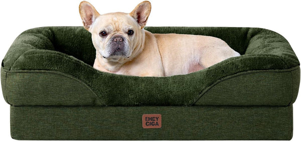 EHEYCIGA Orthopedic XL Dog Bed for Large Sized Dog, 42X30 Inch Extra Large Memory Foam Dog Couch Bed with Sides, Waterproof Liner & Washable Removable Cover, Bolster Pet Sofa, Grey59
