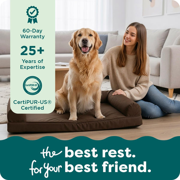 Furhaven Orthopedic Dog Bed for Large Dogs W/ Removable Bolsters & Washable Cover, for Dogs up to 95 Lbs - Plush & Suede Sofa - Espresso, Jumbo/Xl9
