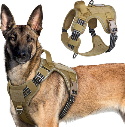 Rabbitgoo Tactical Dog Harness for Large, No Pull Military Service Vest | Molle & Handle, Heavy Duty, Adjustable, Reflective Straps, Easy Control for Training Walking, Black, Large65