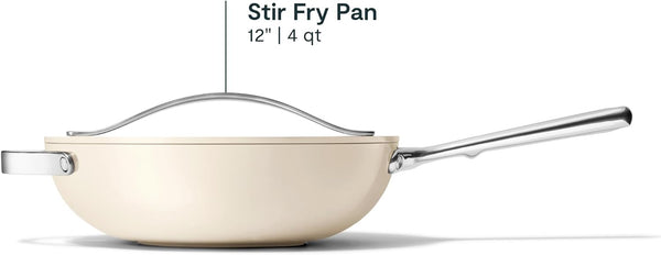 Caraway 12" Non-Stick Ceramic-Coated Stir Fry Pan | Wok-Inspired Pan, Free from Forever Chemicals, High-Sloped Walls, Stainless Steel Handles, Cream3