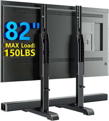 Universal TV Stand, Table Top TV Stand Base Wobble Replacement for Most 24 to 80 Inch LCD LED Tvs, 7 Height Adjustable TV Legs Hold up to 150Lbs, Max VESA 800X500Mm, Black AX10TB021
