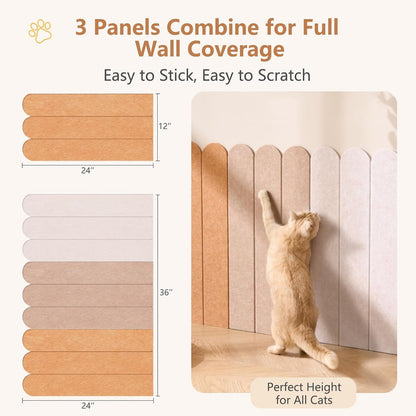 Cat Wall Scratcher, Scratching Pads, 3-Panel 0.35" Thick Felt, Scratching Post Alternative Self-Adhesive Cat Scratch Mat for Sofa/Door/Wall (Longan Yellow)2