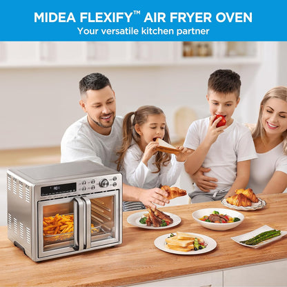Midea Flexify Classic French Door Toaster Oven Air Fryer Combo, 26.4 QT | 10-In-1 Large Capacity, 26.4 QT Countertop Oven, 25% Faster Cooking and 90% Less Oil, Stainless Steel10
