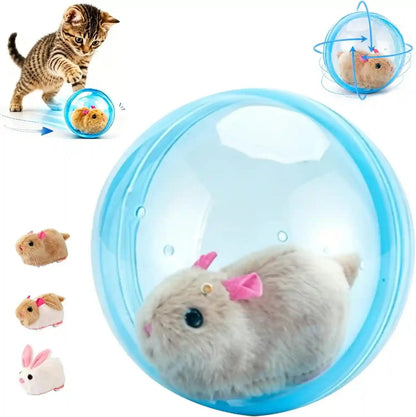 2026 New Self-Rolling Interactive Cat Ball Realistic Animal Automatic Moving Rolling Cat Ball 360° Rolling Spin Moving Cat Ball Fun Indoor Interactive Pet Ball for Cats Dogs Chasing (Blue, Mouse-A)1